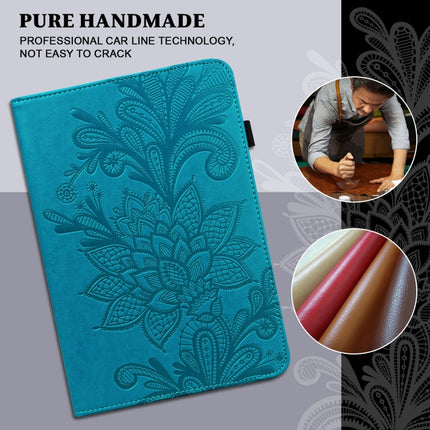 Lace Flower Embossing Pattern Horizontal Flip Leather Case with Holder & Card Slots & Wallet & Photo Frame & Sleep / Wake-up Function For Samsung Galaxy Tab S6 Lite SM-P610/SM-P615(Blue)-garmade.com