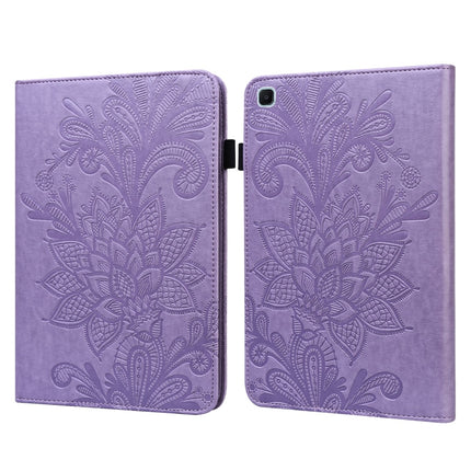 Lace Flower Embossing Pattern Horizontal Flip Leather Case with Holder & Card Slots & Wallet & Photo Frame & Sleep / Wake-up Function For Samsung Galaxy Tab S6 Lite SM-P610/SM-P615(Purple)-garmade.com