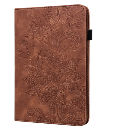 Lace Flower Embossing Pattern Horizontal Flip Leather Case with Holder & Card Slots & Wallet & Photo Frame & Sleep / Wake-up Function For Samsung Galaxy Tab S6 Lite SM-P610/SM-P615(Brown)-garmade.com