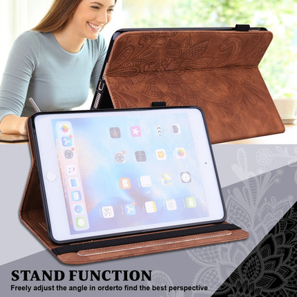 Lace Flower Embossing Pattern Horizontal Flip Leather Case with Holder & Card Slots & Wallet & Photo Frame & Sleep / Wake-up Function For Samsung Galaxy Tab S6 Lite SM-P610/SM-P615(Brown)-garmade.com