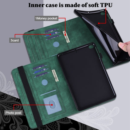 Lace Flower Embossing Pattern Horizontal Flip Leather Case with Holder & Card Slots & Wallet & Photo Frame & Sleep / Wake-up Function For Samsung Galaxy Tab S6 Lite SM-P610/SM-P615(Green)-garmade.com