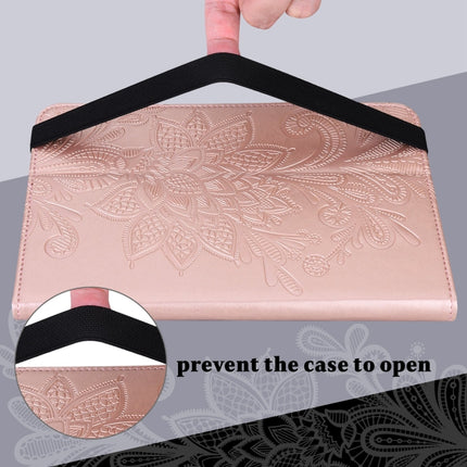 Lace Flower Embossing Pattern Horizontal Flip Leather Case with Holder & Card Slots & Wallet & Photo Frame & Sleep / Wake-up Function For Samsung Galaxy Tab S6 Lite SM-P610/SM-P615(Rose Gold)-garmade.com