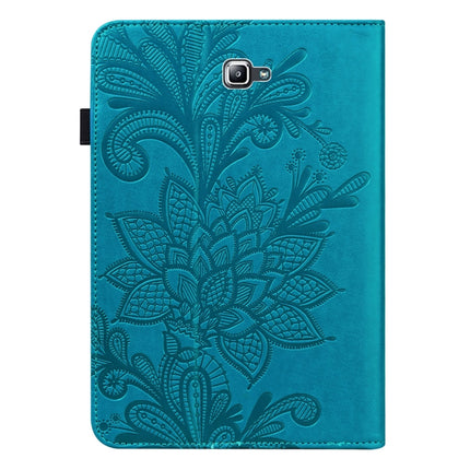 For Samsung Galaxy Tab A A6 10.1 inch 2016 Lace Flower Embossing Pattern Horizontal Flip Leather Case with Holder & Card Slots & Wallet & Photo Frame(Blue)-garmade.com