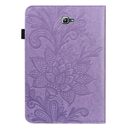 For Samsung Galaxy Tab A A6 10.1 inch 2016 Lace Flower Embossing Pattern Horizontal Flip Leather Case with Holder & Card Slots & Wallet & Photo Frame(Purple)-garmade.com
