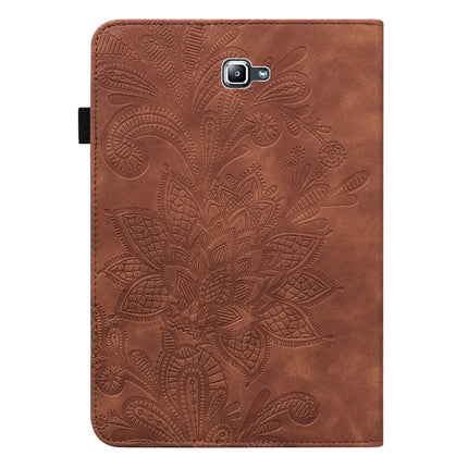 For Samsung Galaxy Tab A A6 10.1 inch 2016 Lace Flower Embossing Pattern Horizontal Flip Leather Case with Holder & Card Slots & Wallet & Photo Frame(Brown)-garmade.com