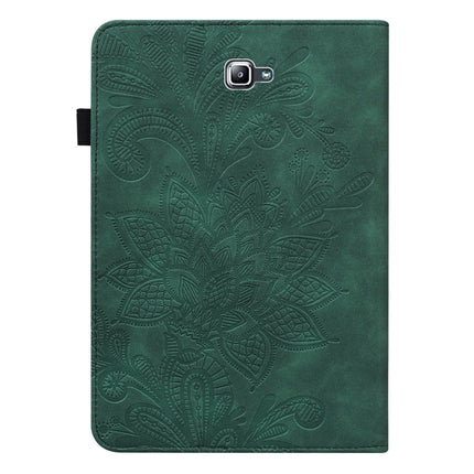 For Samsung Galaxy Tab A A6 10.1 inch 2016 Lace Flower Embossing Pattern Horizontal Flip Leather Case with Holder & Card Slots & Wallet & Photo Frame(Green)-garmade.com