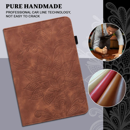 For Samsung Galaxy Tab A7 10.4 2020 SM-T500/SM-T505 Lace Flower Embossing Pattern Horizontal Flip Leather Case with Holder & Card Slots & Wallet & Photo Frame(Brown)-garmade.com