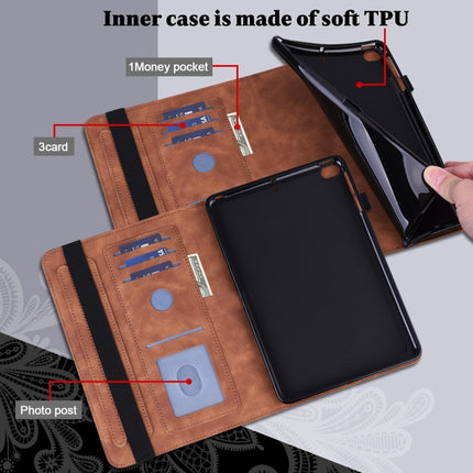 For Samsung Galaxy Tab A7 Lite T220/T225 Lace Flower Embossing Pattern Horizontal Flip Leather Case with Holder & Card Slots & Wallet & Photo Frame(Brown)-garmade.com