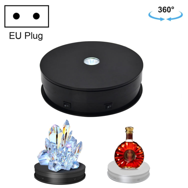 20cm Electric Rotating Turntable Display Stand LED Light Video Shooting Props Turntable, Power Plug:220V EU Plug(Black)-garmade.com