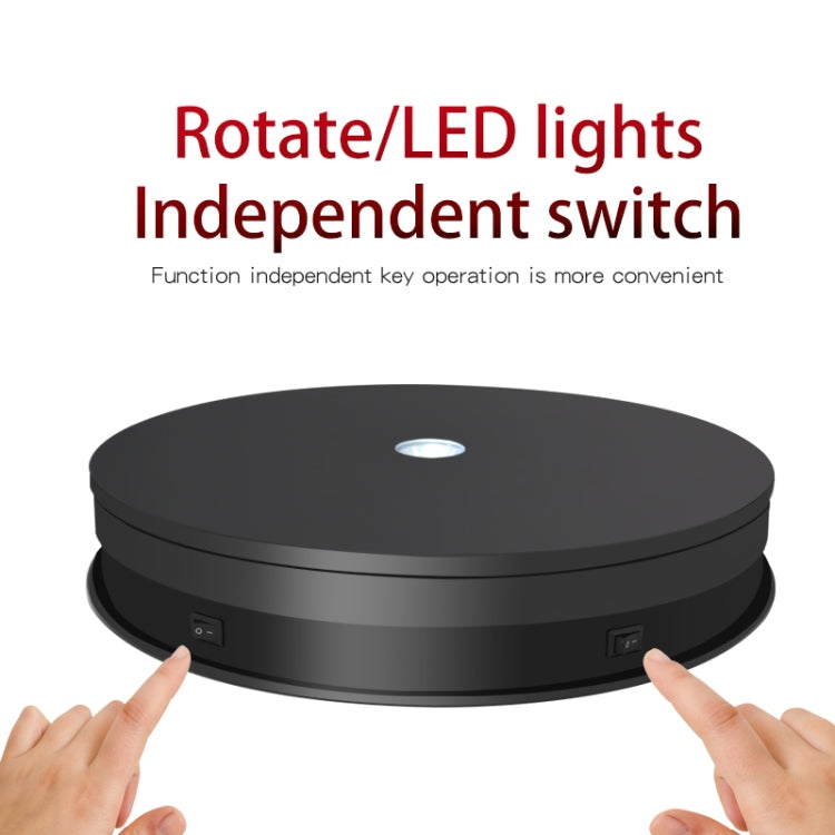 20cm Electric Rotating Turntable Display Stand LED Light Video Shooting Props Turntable, Power Plug:220V EU Plug(Black)-garmade.com