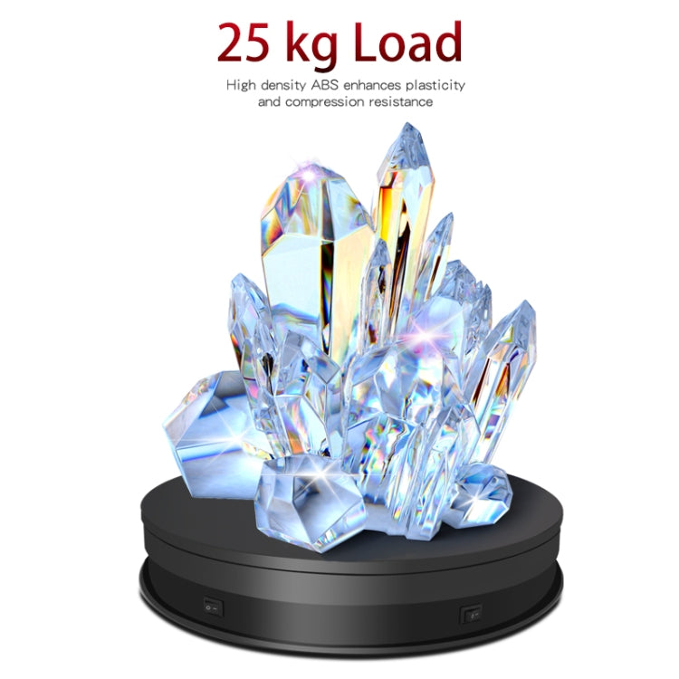 20cm Electric Rotating Turntable Display Stand LED Light Video Shooting Props Turntable, Power Plug:220V EU Plug(Black)-garmade.com