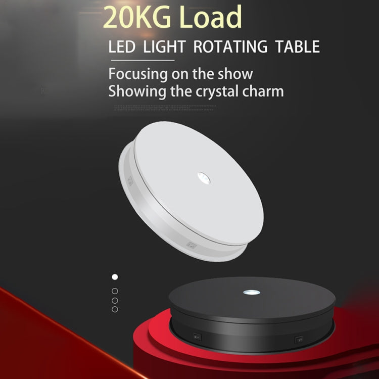 20cm Electric Rotating Turntable Display Stand LED Light Video Shooting Props Turntable, Power Plug:220V EU Plug(Black)-garmade.com