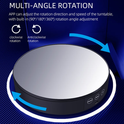 Intelligent APP Screen Display Electric Rotating Turntable Mirror Display Stand Live Broadcast Video Shooting Props Turntable(Blue Light)-garmade.com