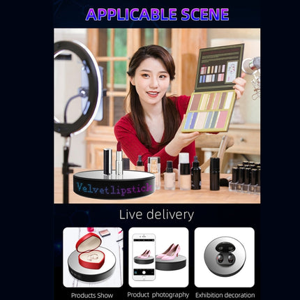 Intelligent APP Screen Display Electric Rotating Turntable Mirror Display Stand Live Broadcast Video Shooting Props Turntable(White Light)-garmade.com