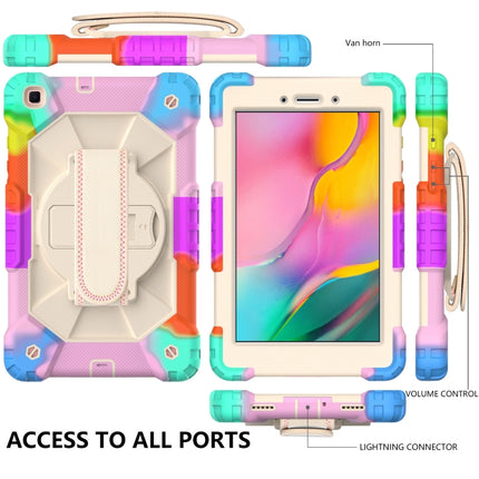 For Samsung Galaxy Tab A 8.0 (2019)T290/T295 Contrast Color Robot Shockproof Silicon + PC Protective Case with Holder & Shoulder Strap(Colorful Mint)-garmade.com