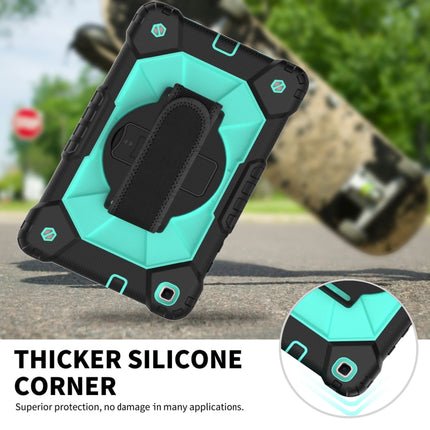For Samsung Galaxy Tab A 8.0 (2019)T290/T295 Contrast Color Robot Shockproof Silicon + PC Protective Case with Holder & Shoulder Strap(Black+Mint)-garmade.com