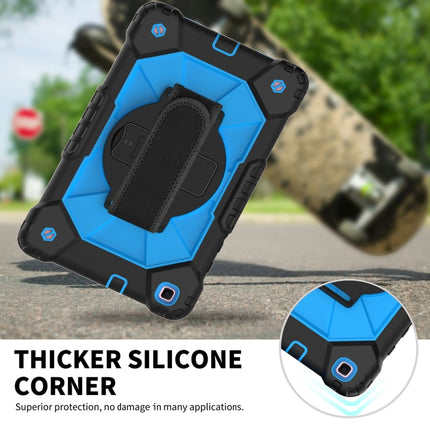 For Samsung Galaxy Tab A 8.0 (2019)T290/T295 Contrast Color Robot Shockproof Silicon + PC Protective Case with Holder & Shoulder Strap(Black+Blue)-garmade.com
