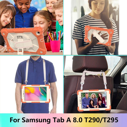 For Samsung Galaxy Tab A 8.0 (2019)T290/T295 Contrast Color Robot Shockproof Silicon + PC Protective Case with Holder & Shoulder Strap(Coral Orange+Beige)-garmade.com