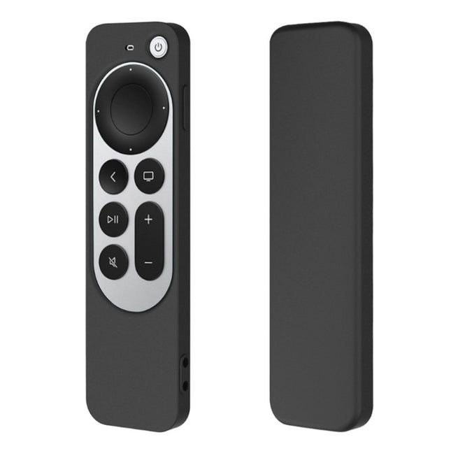 Silicone Protective Case Cover with Rope For Apple TV 4K 4th Siri Remote Controller(Black)-garmade.com