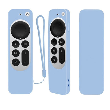 Silicone Protective Case Cover with Rope For Apple TV 4K 4th Siri Remote Controller(Sky Blue)-garmade.com
