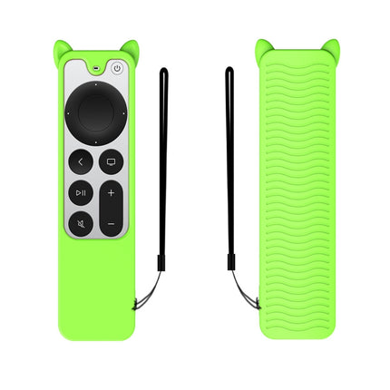 Cat Ears Shape Silicone Protective Case Cover For Apple TV 4K 4th Siri Remote Controller(Luminous Green)-garmade.com