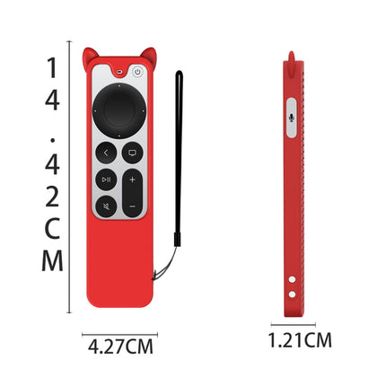 Cat Ears Shape Silicone Protective Case Cover For Apple TV 4K 4th Siri Remote Controller(Red)-garmade.com