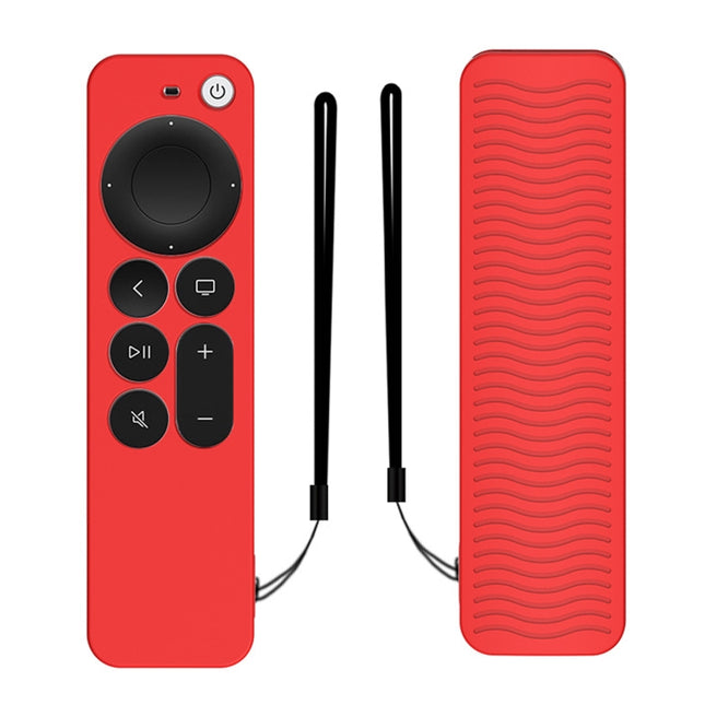 Silicone Protective Case Cover For Apple TV 4K 4th Siri Remote Controller(Red)-garmade.com