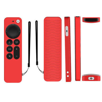 Silicone Protective Case Cover For Apple TV 4K 4th Siri Remote Controller(Red)-garmade.com