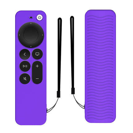 Silicone Protective Case Cover For Apple TV 4K 4th Siri Remote Controller(Purple)-garmade.com
