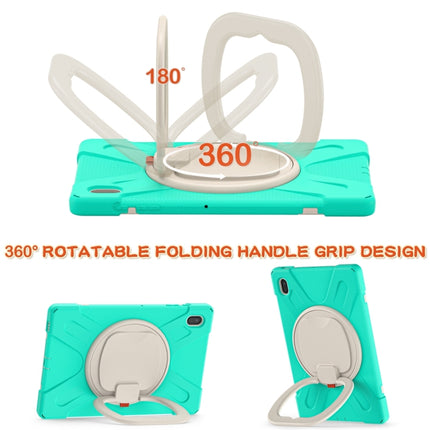 For Samsung Galaxy Tab S7 FE T730 Silicone + PC Protective Case with Holder & Shoulder Strap(Mint Green)-garmade.com