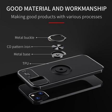 Metal Ring Holder 360 Degree Rotating TPU Case For iPhone 13 mini(Black+Black)-garmade.com