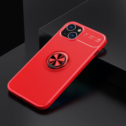 Metal Ring Holder 360 Degree Rotating TPU Case For iPhone 13 mini(Red+Red)-garmade.com