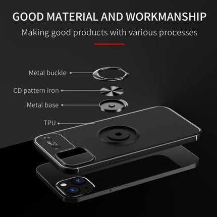 Metal Ring Holder 360 Degree Rotating TPU Case For iPhone 13 mini(Red+Red)-garmade.com