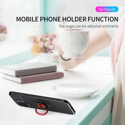 Metal Ring Holder 360 Degree Rotating TPU Case For iPhone 13 mini(Red+Red)-garmade.com