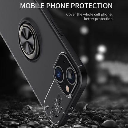 Metal Ring Holder 360 Degree Rotating TPU Case For iPhone 13 mini(Black+Rose Gold)-garmade.com