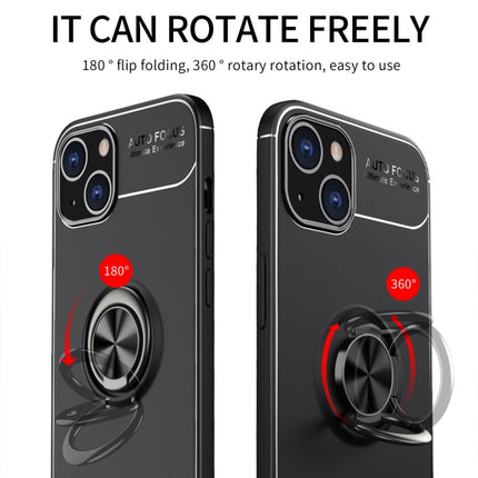 Metal Ring Holder 360 Degree Rotating TPU Case For iPhone 13 mini(Black+Red)-garmade.com