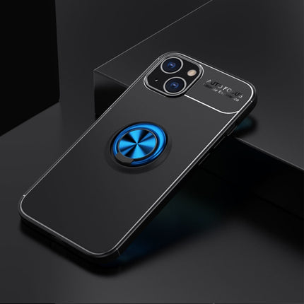 Metal Ring Holder 360 Degree Rotating TPU Case For iPhone 13 mini(Black+Blue)-garmade.com