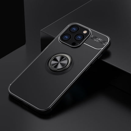 Metal Ring Holder 360 Degree Rotating TPU Case For iPhone 13 Pro(Black+Black)-garmade.com