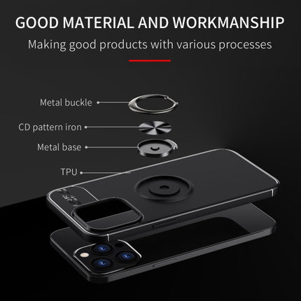 Metal Ring Holder 360 Degree Rotating TPU Case For iPhone 13 Pro(Black+Black)-garmade.com