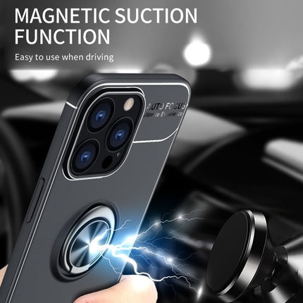 Metal Ring Holder 360 Degree Rotating TPU Case For iPhone 13 Pro(Black+Rose Gold)-garmade.com