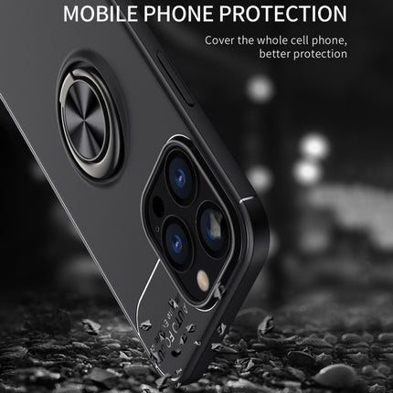 Metal Ring Holder 360 Degree Rotating TPU Case For iPhone 13 Pro(Black+Rose Gold)-garmade.com