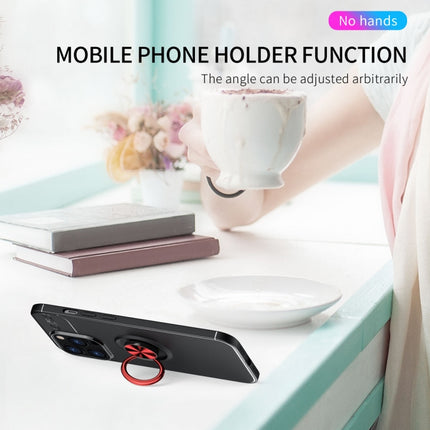 Metal Ring Holder 360 Degree Rotating TPU Case For iPhone 13 Pro Max(Black+Red)-garmade.com