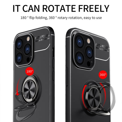 Metal Ring Holder 360 Degree Rotating TPU Case For iPhone 13 Pro Max(Black+Blue)-garmade.com