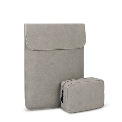 PU02 Ultra-thin Notebook Liner Bag with Small Bag, Size:11.6-12.5 inch(Light Grey)-garmade.com