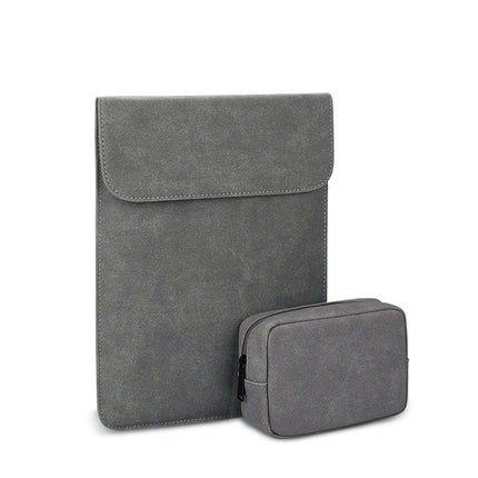 PU02 Ultra-thin Notebook Liner Bag with Small Bag, Size:13.3 inch(Dark Grey)-garmade.com