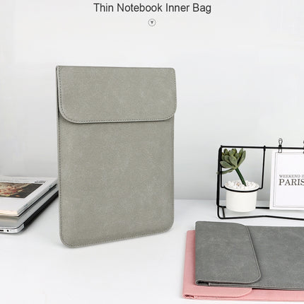 PU02 Ultra-thin Notebook Liner Bag with Small Bag, Size:14.1-15.4 inch(Dark Grey)-garmade.com