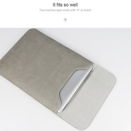 PU02 Ultra-thin Notebook Liner Bag with Small Bag, Size:14.1-15.4 inch(Dark Grey)-garmade.com