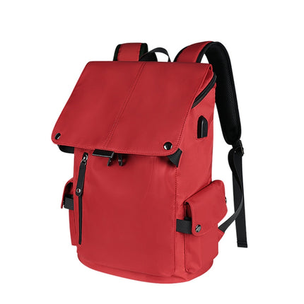 SJ02 13-15.6 inch Universal Large-capacity Laptop Backpack with USB Charging Port(Wine Red)-garmade.com