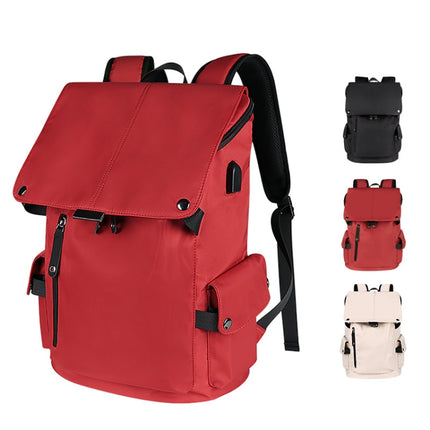 SJ02 13-15.6 inch Universal Large-capacity Laptop Backpack with USB Charging Port(Apricot)-garmade.com