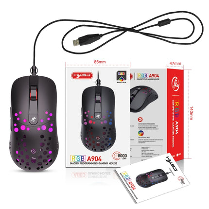 HXSJ A904 RGB Light Macro Programming Mechanical Gaming Wired Mouse(Black)-garmade.com